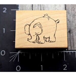 Judith Elephant Mouse On Back E72 Rubber Stamp Wood #i27